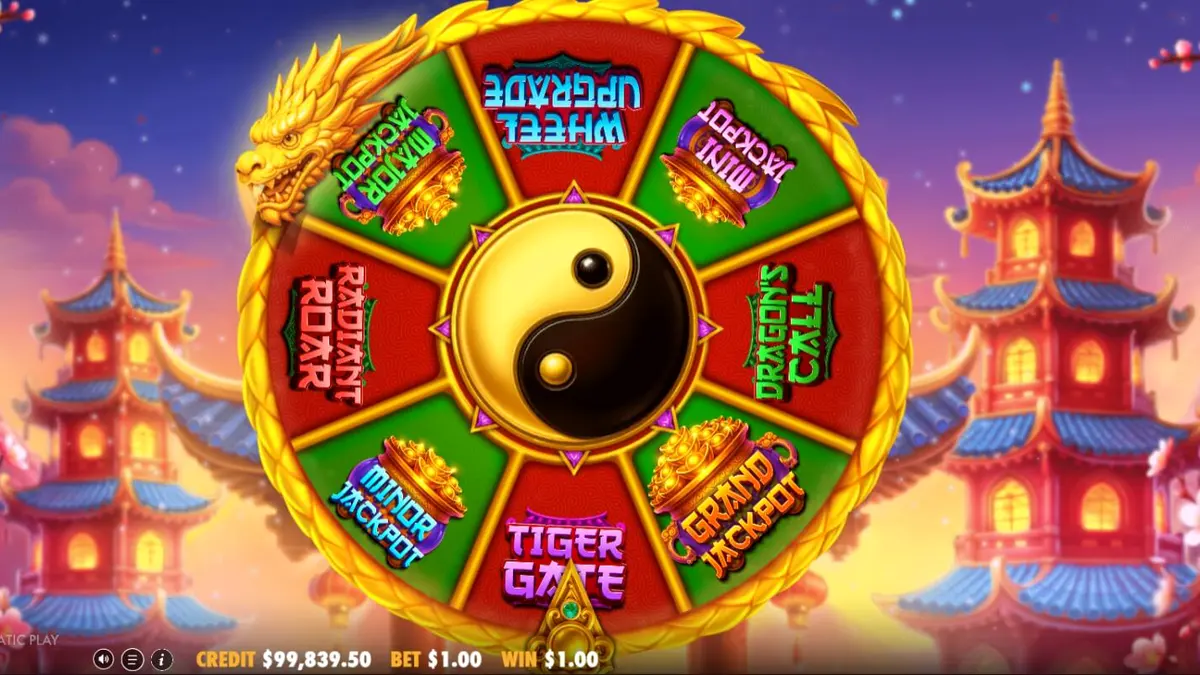 Dragon Tiger Fortunes slot interface dengan tema oriental