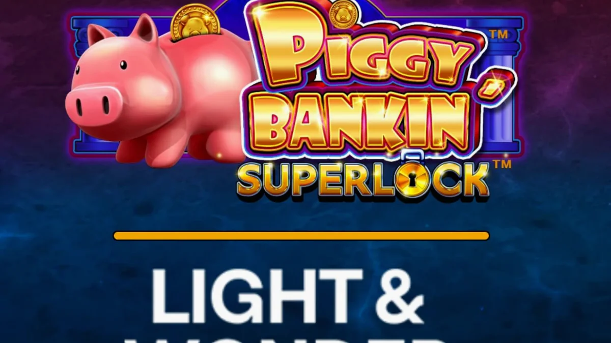 Tampilan visual slot Piggy Bankin’ Super Lock dengan tema kekayaan dan brankas emas.